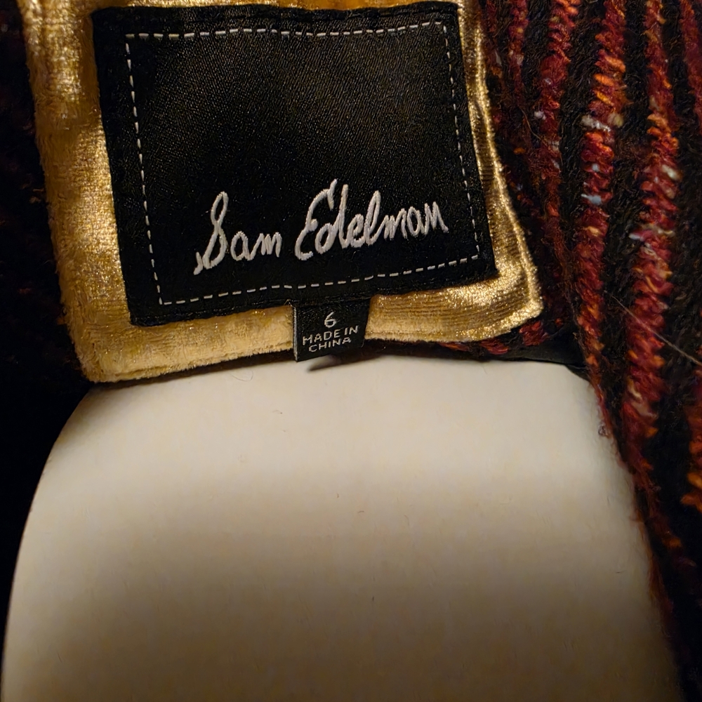 Sam Edelman Burgundy Tweed Coat with Multicolor Flecks - Picture 4 of 5